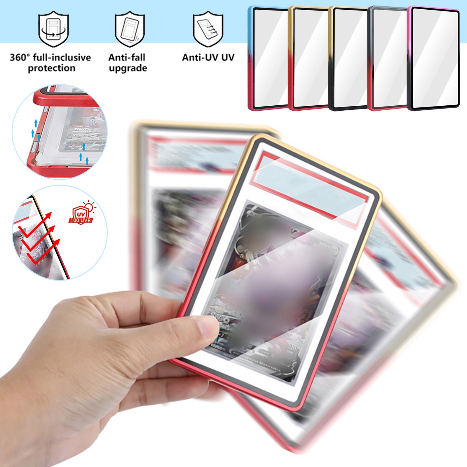 5PACK For BGS Magnetic Metal Slab UV Protector Case Cards Holders Display Case