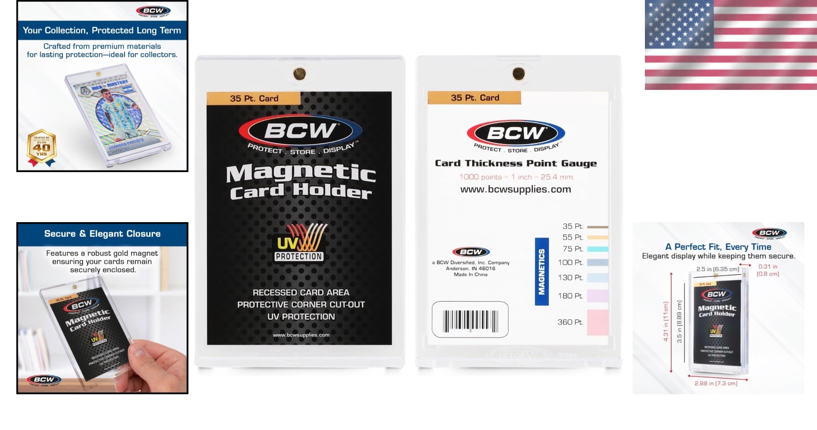 Compact Magnetic Card Holders – 5 Pack, 35 PT Thickness, Effortless Access