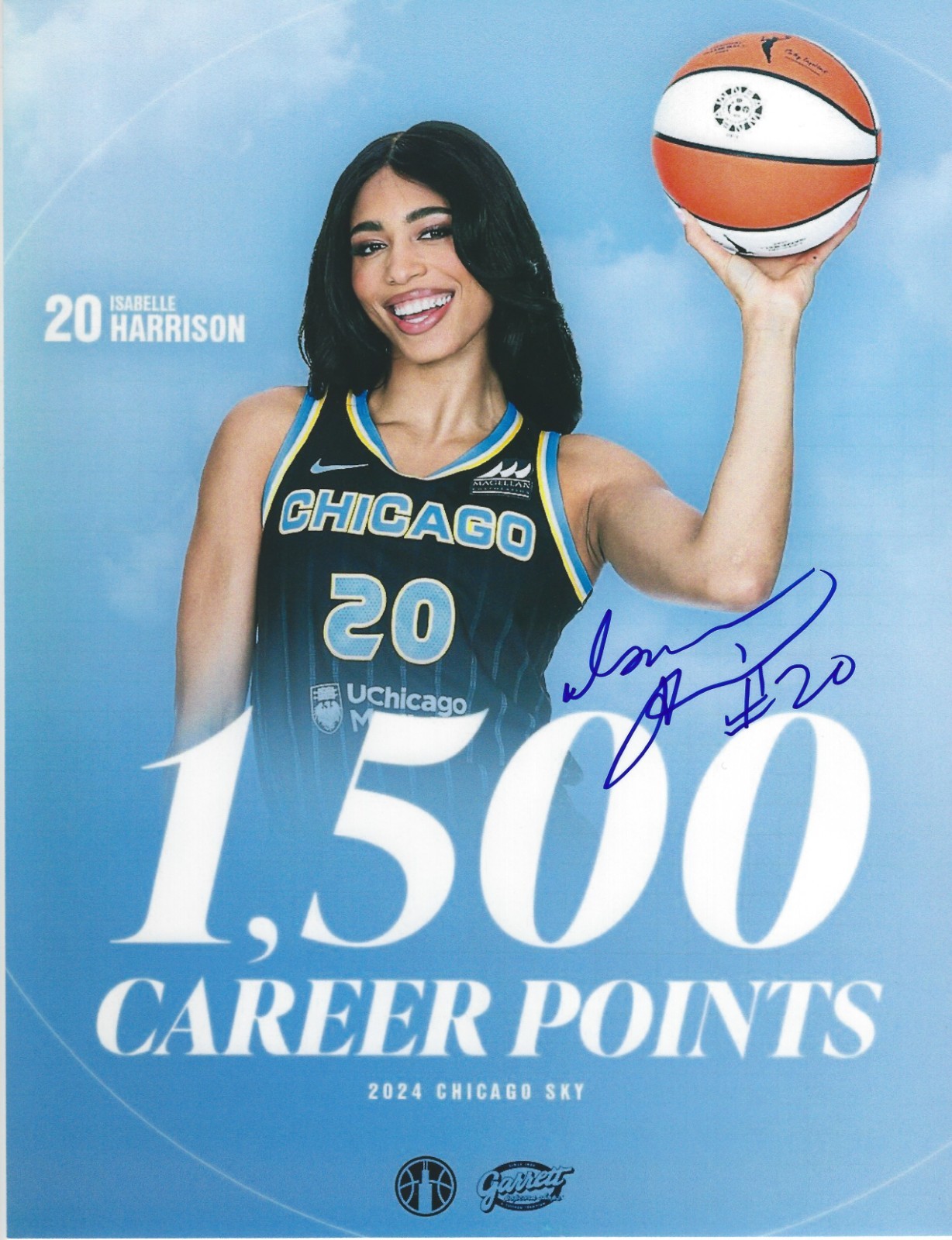 ISABELLE HARRISON Signed 8.5 x 11 Photo Toronto Tempo WNBA Basketball FREESHIP