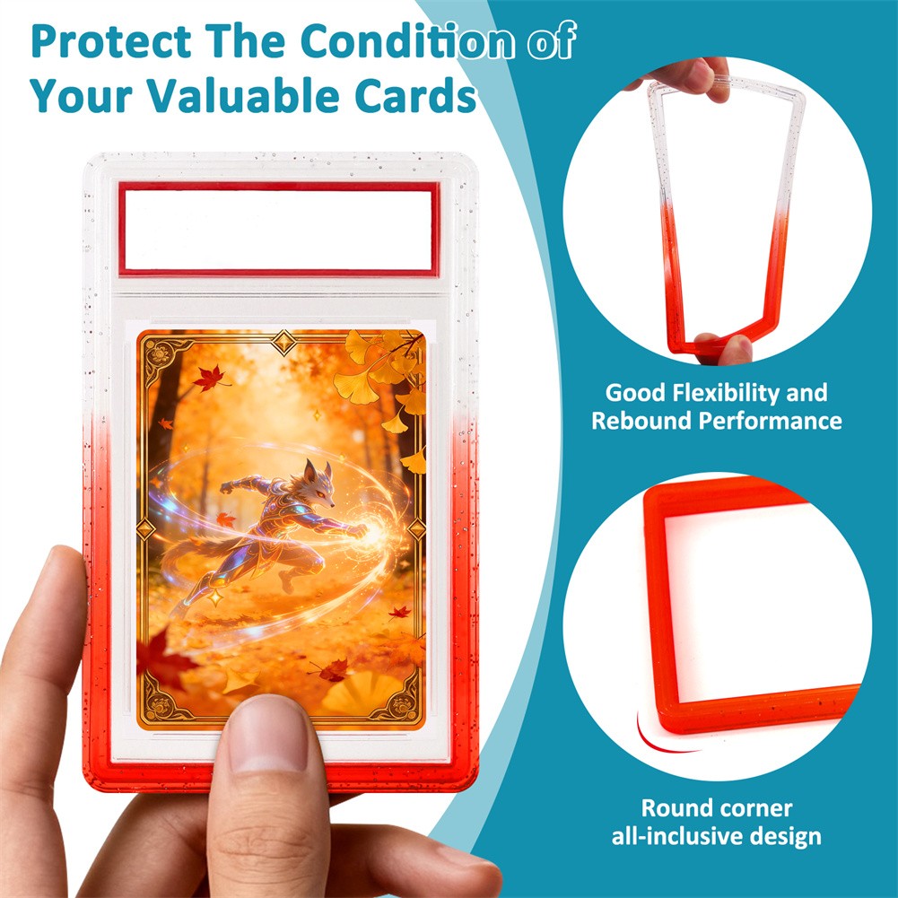 3PCS for PSA Graded Card Slab Bumper Guard Protector TPU – RED&WHITE – STACKABLE