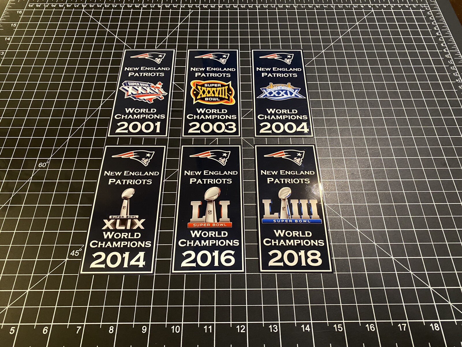 3 sizes – New England Patriots 6 Super Bowl Champions Banner Decals Man Cave