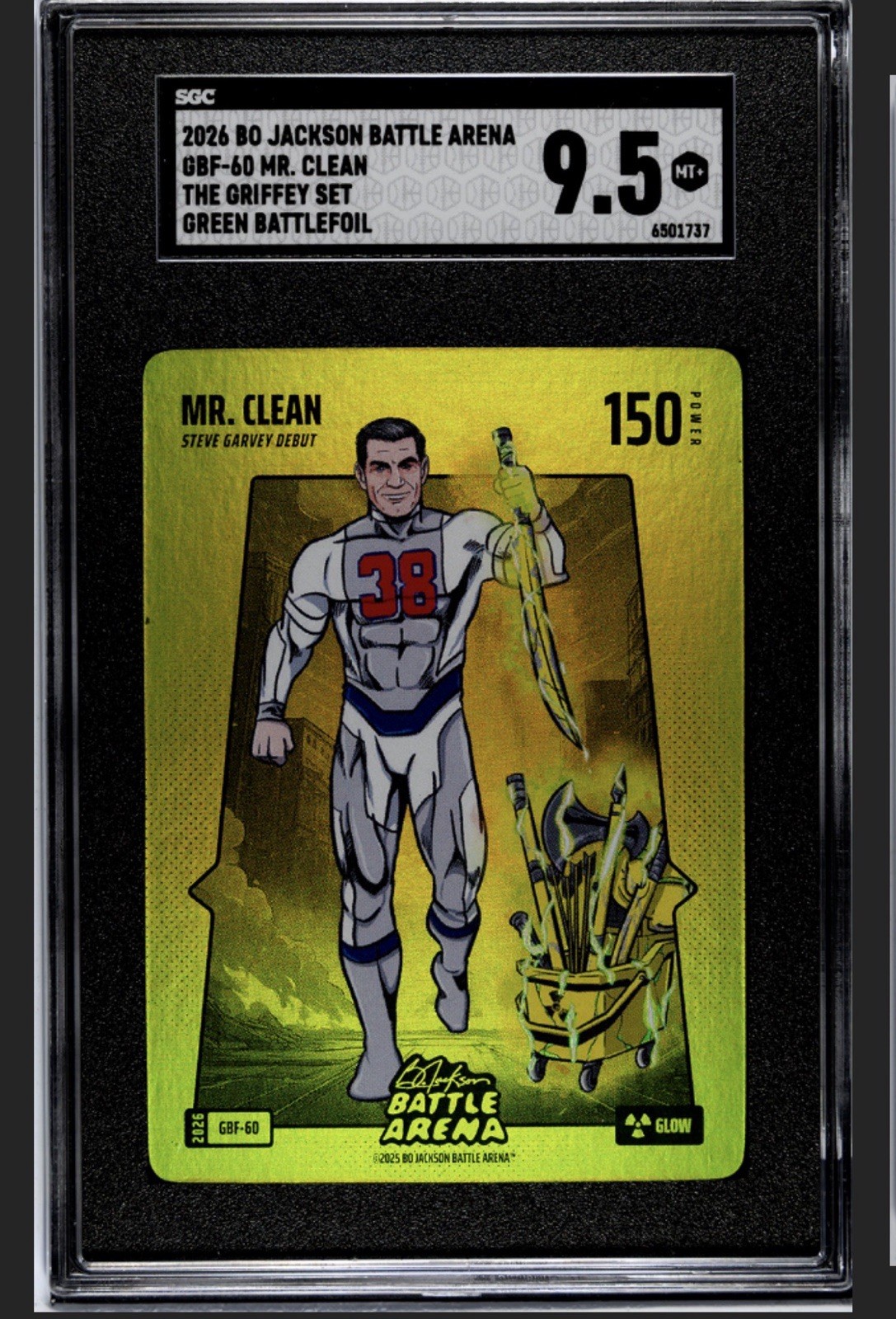 ☢️ 2026 BoBA GBF-60 Mr. Clean Steve Garvey Debut Green Battlefoil Glow SGC 9.5
