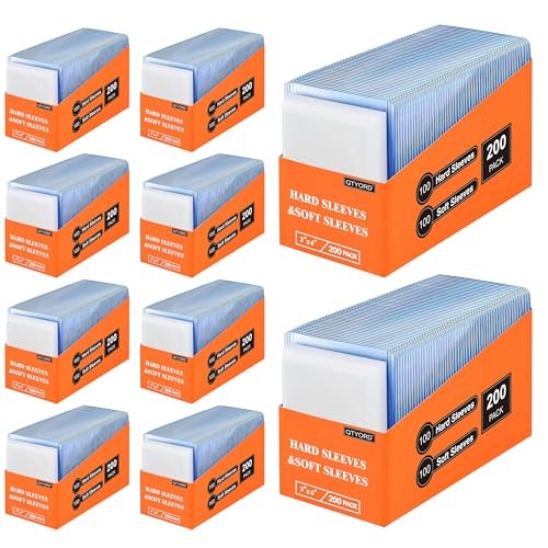 2000 Card Sleeves, Clear Hard Sleeves for Cards, 1000 pcs + 1000 pcs Clear
