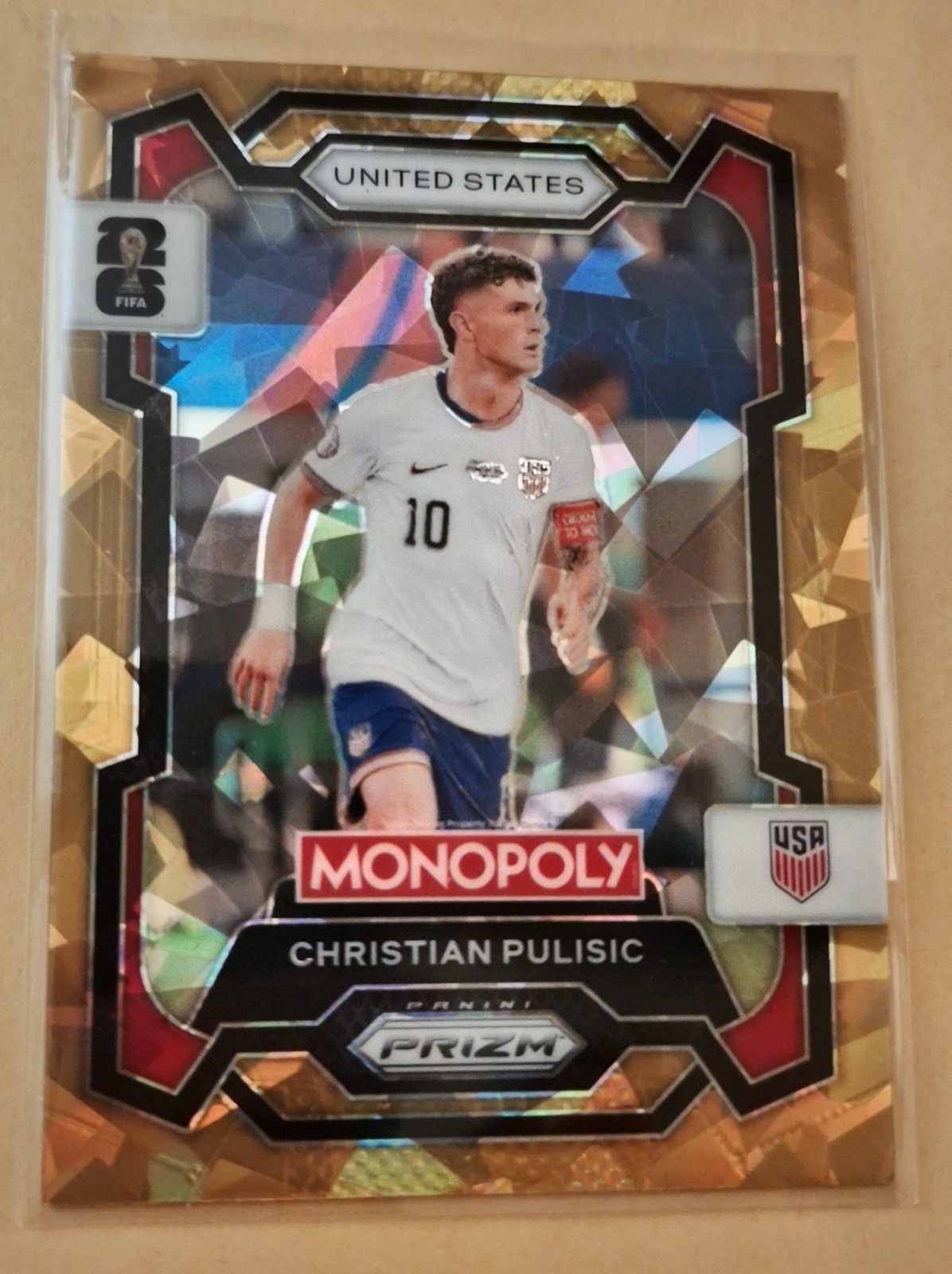 Panini 2026 Prizm Monopoly FIFA Gold Cracked Ice CHRISTIAN PULISIC, USA #47