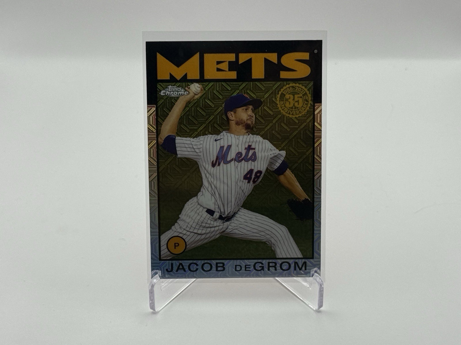 2021 Topps Chrome Jacob DeGrom 1986 Mojofractor Parallel #86BC-62 Mets MLB Card