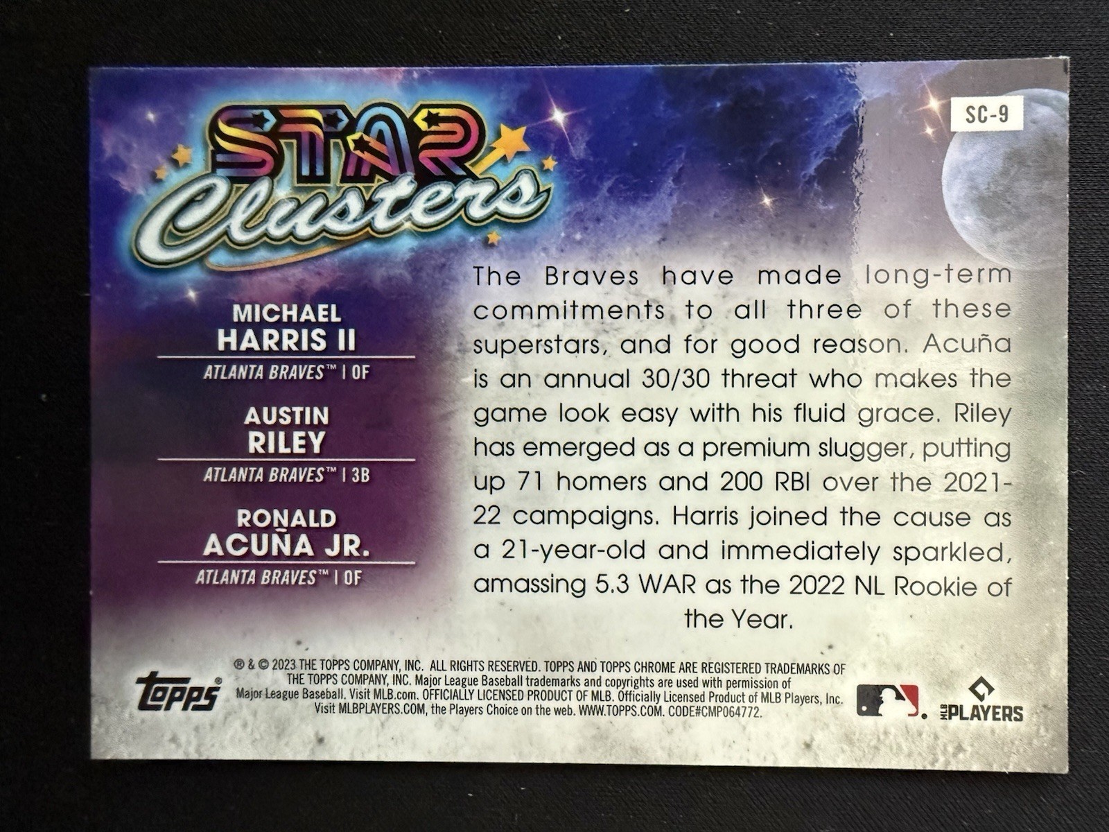 2023 Topps Cosmic Chrome – Stars Clusters #SC-9 Ronald Acuna Jr. Riley Harris⚾