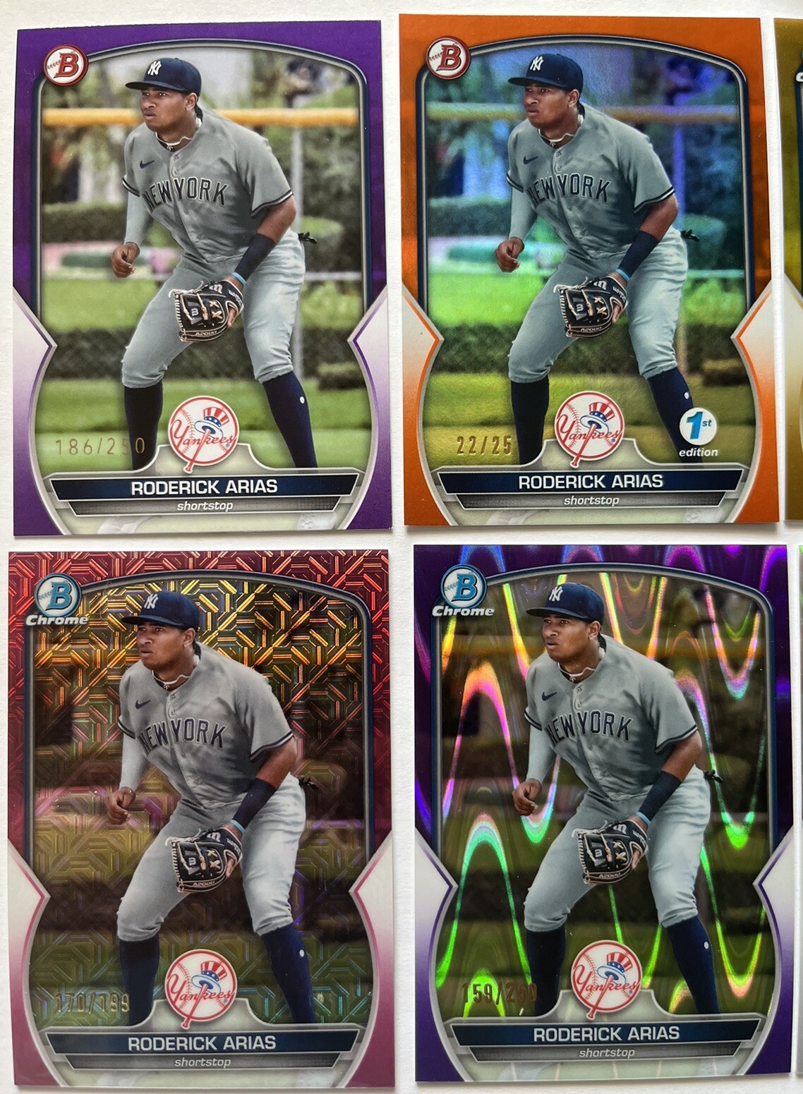 🔥 Roderick Arias 2023 Bowman Chrome Color Parallel Variations Lot BCP-135 🔥