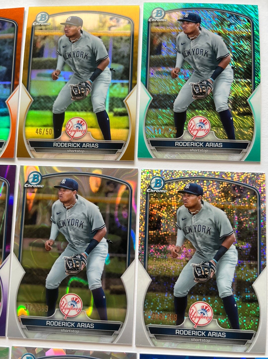 🔥 Roderick Arias 2023 Bowman Chrome Color Parallel Variations Lot BCP-135 🔥