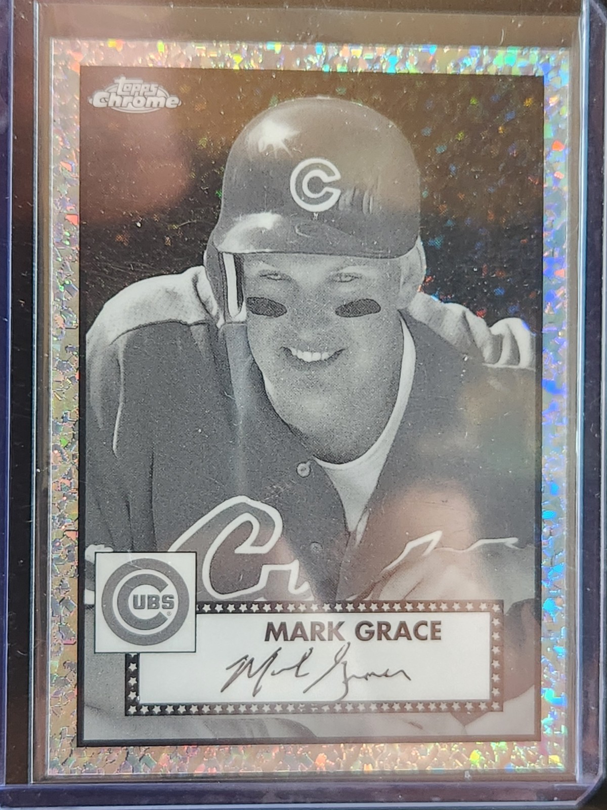 2021 Topps Chrome Platinum Anniv. #547 Mark Grace Black & White Mini-Diamond