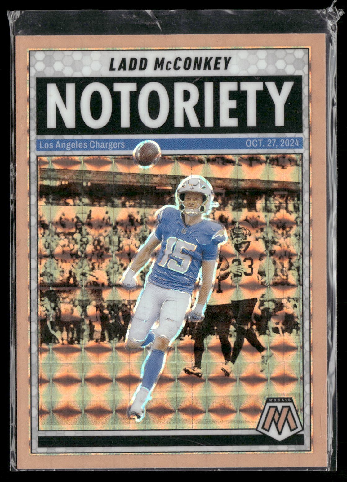 Ladd McConkey Notoriety Mosaic Orange Fluorescent Chargers 2025 Panini Mosaic #2
