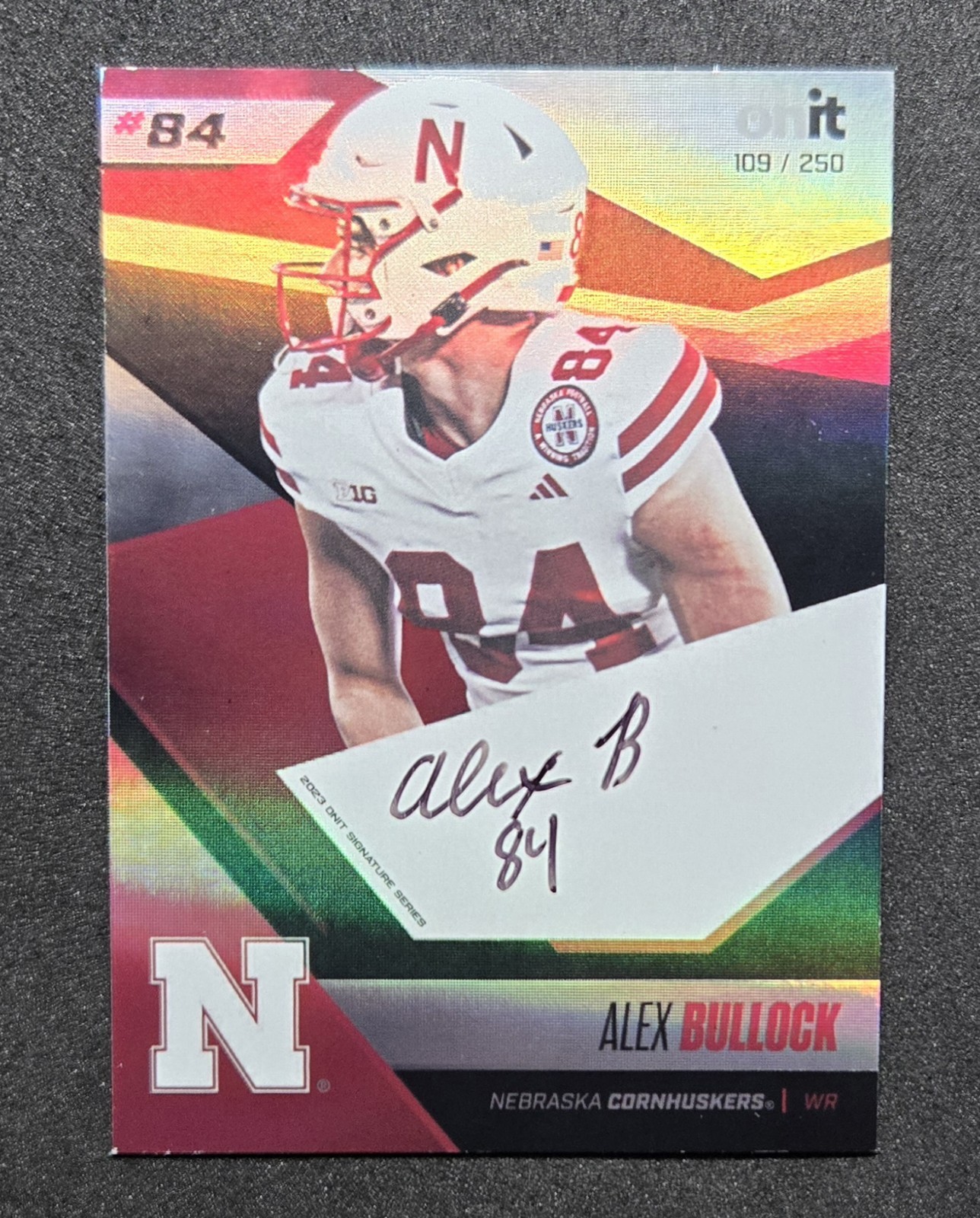 Alex Bullock 2023 Onit Athlete Rookie Auto 109/250 NEBRASKA CORNHUSKERS #84