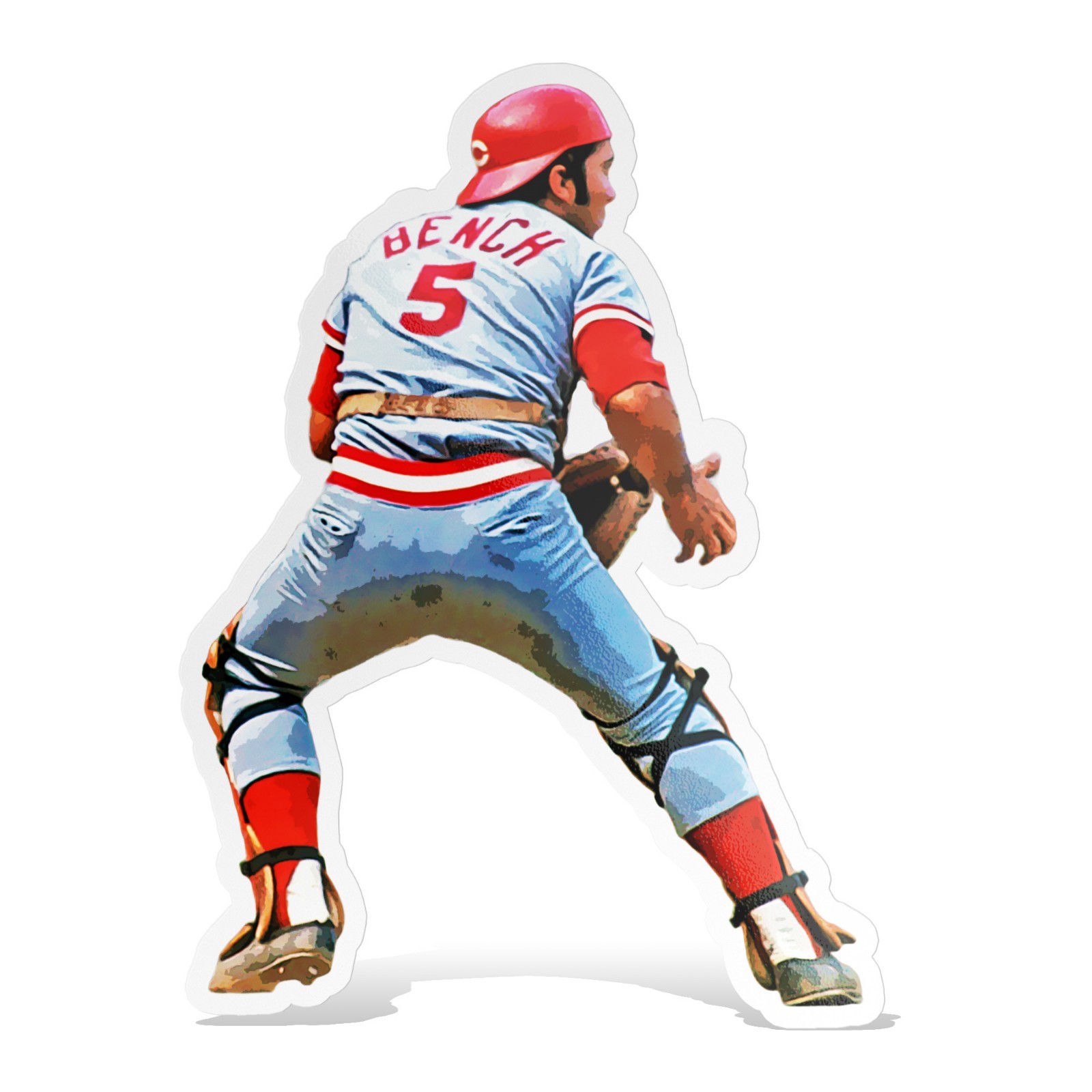 Johnny Bench Catcher Cincinnati Reds Sticker Decal–Glossy Waterproof Vinyl Self