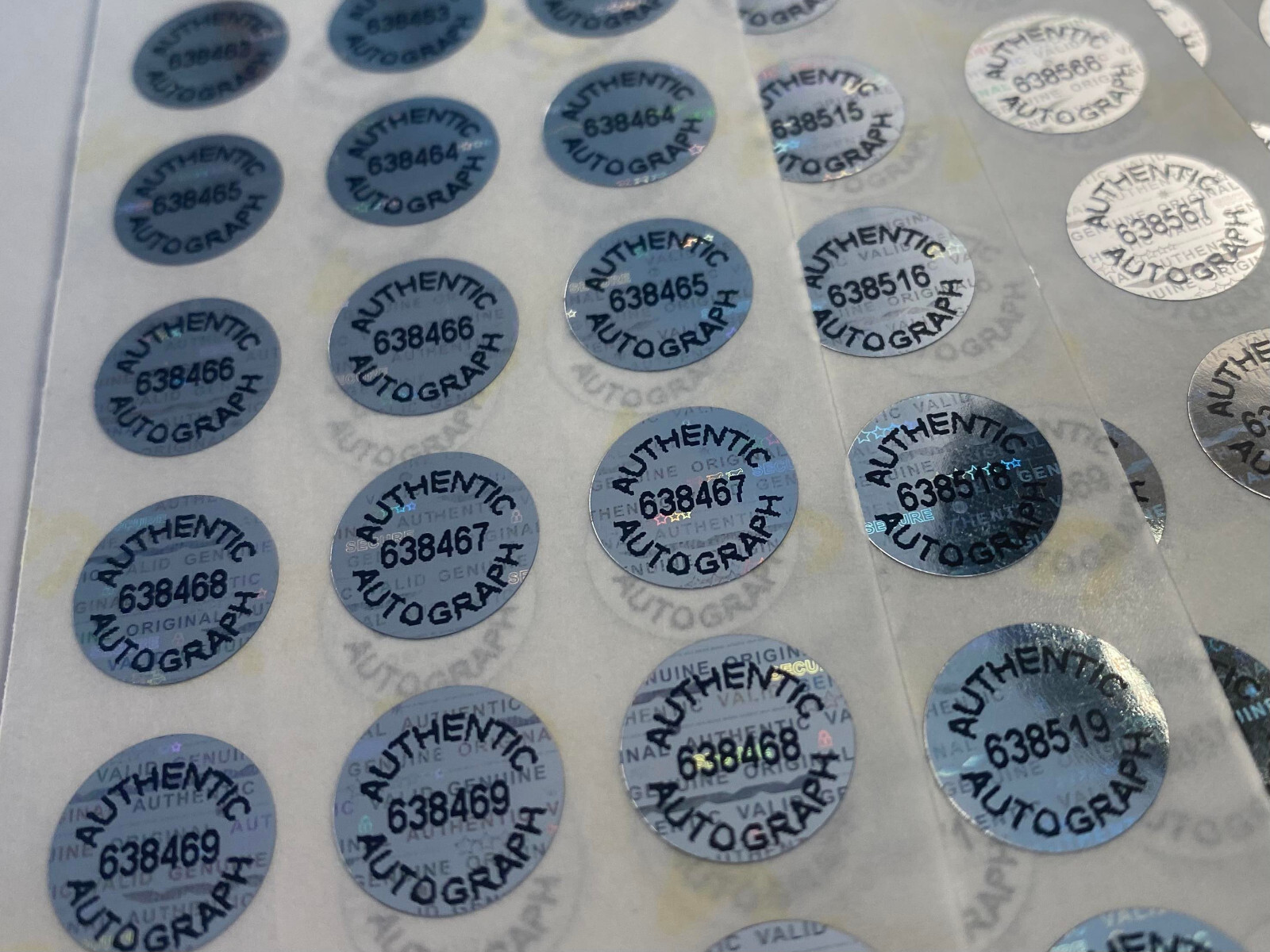 1000 AUTHENTIC AUTOGRAPH HOLOGRAM SECURITY LABELS STICKERS FOR SPORTS MERCH COA
