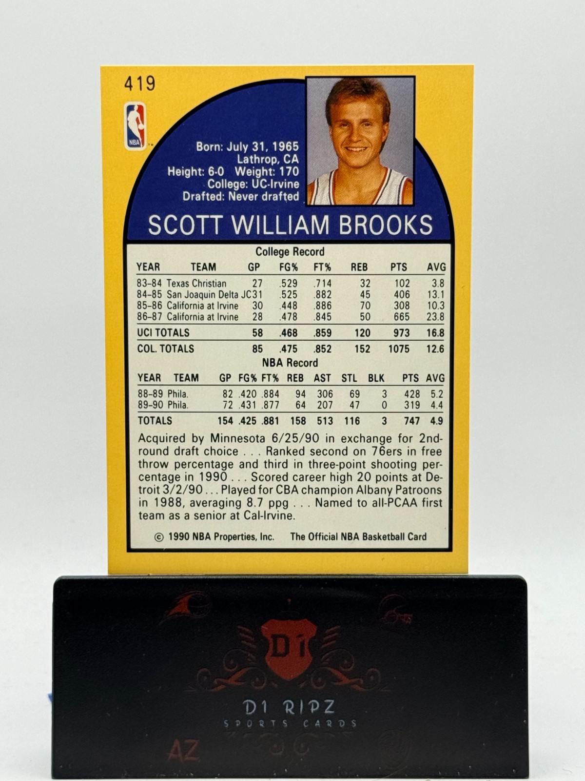 1990-91 NBA Properties Scott Brooks [Base] Base Set