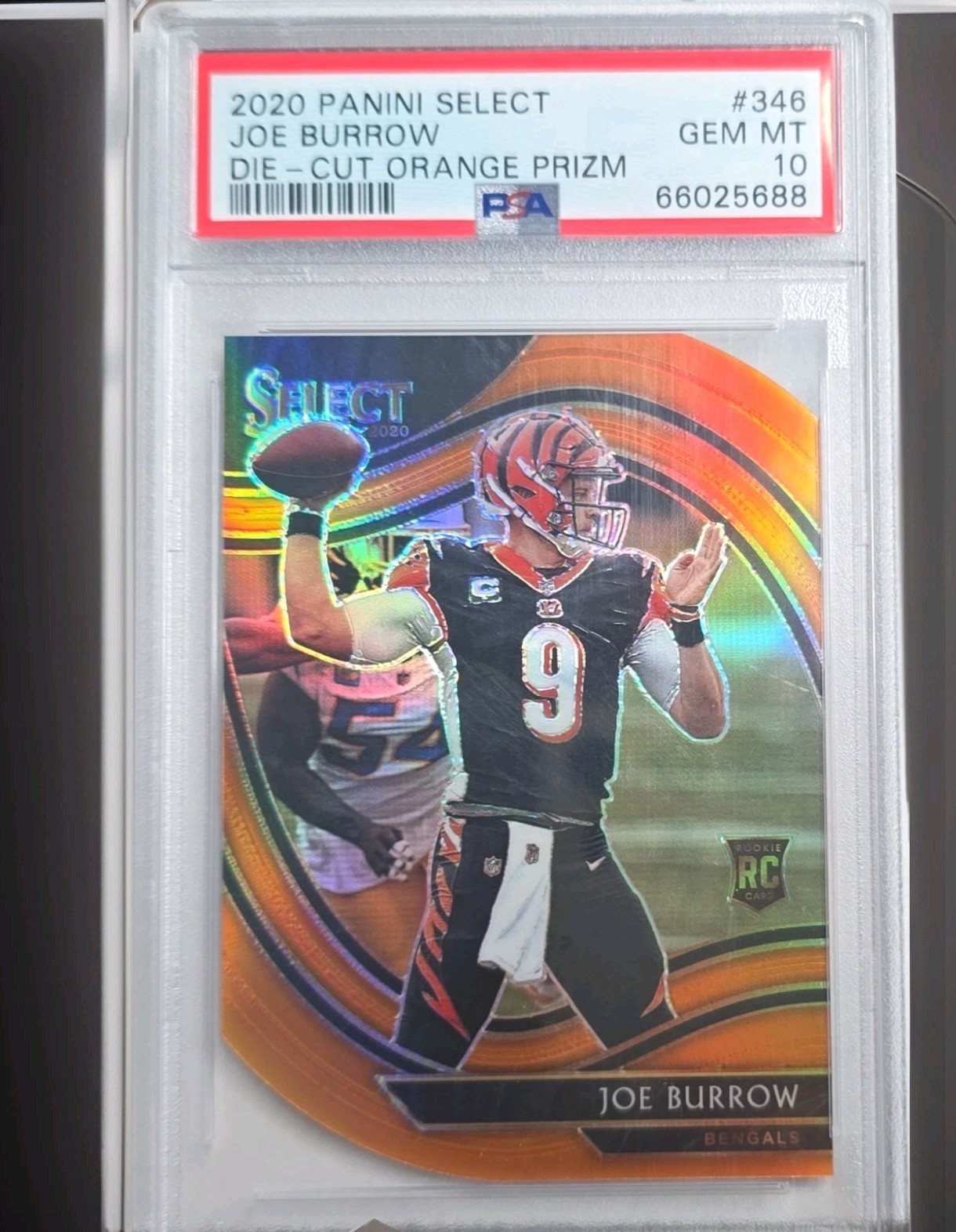 Panini 2020 Select Field Level Joe Burrow #346 Orange Prizm Die-Cut RC PSA 10