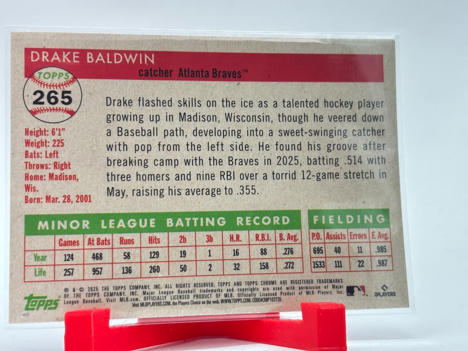 2025 Topps Chrome Platinum Drake Baldwin #265 RC Rookie Braves