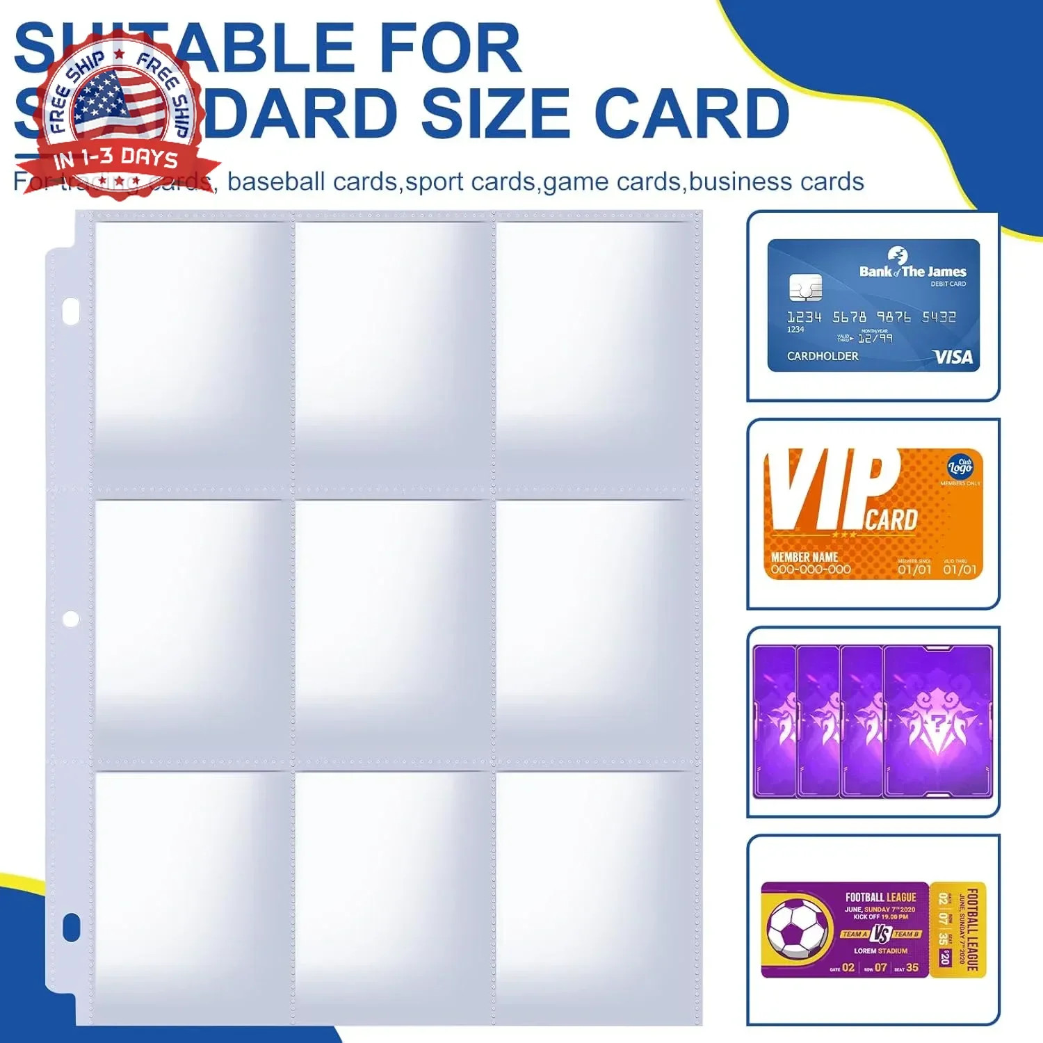 7200 Pockets Card Sleeves Binder Sheets, 9 Pocket Card Sleeves for 3 Ring Binder