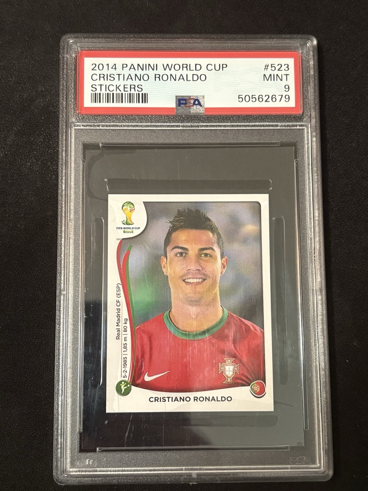 2014 PANINI WORLD CUP STICKERS #523 CRISTIANO RONALDO PORTUGAL MINT PSA 9