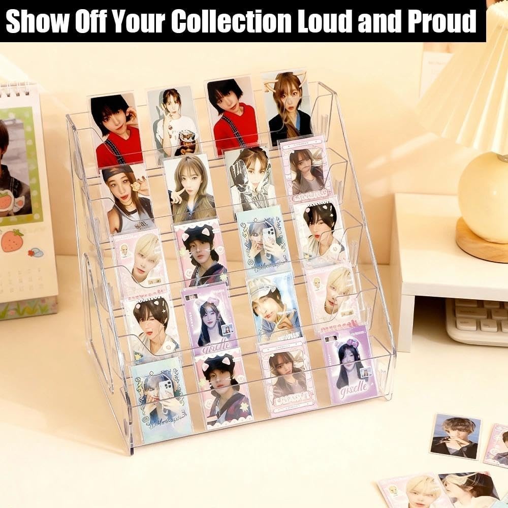 Trading Card Display Stand, 5 Tier Vertical Holder for Baseball Basketball Sport