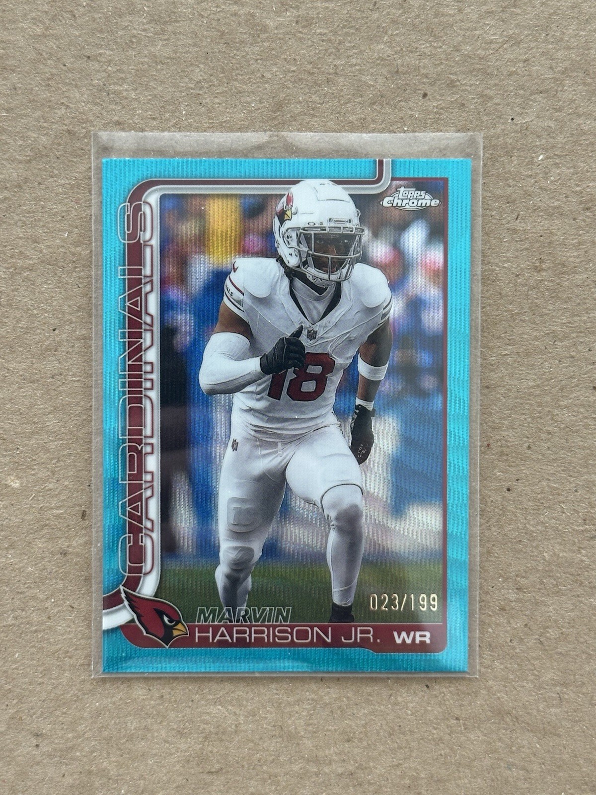 2025 Topps Chrome Marvin Harrison Jr #1 Aqua Wave Refractor /199 Cardinals