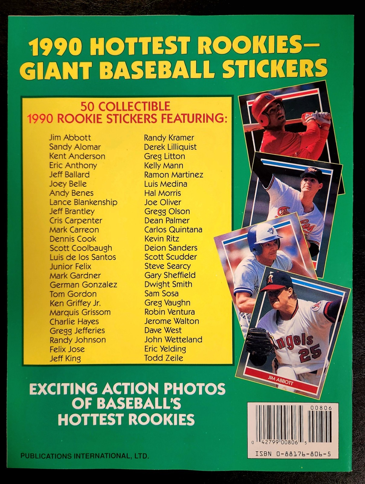 Publications International 1990 Hottest Rookies Baseball Sticker Album 50 Stick…