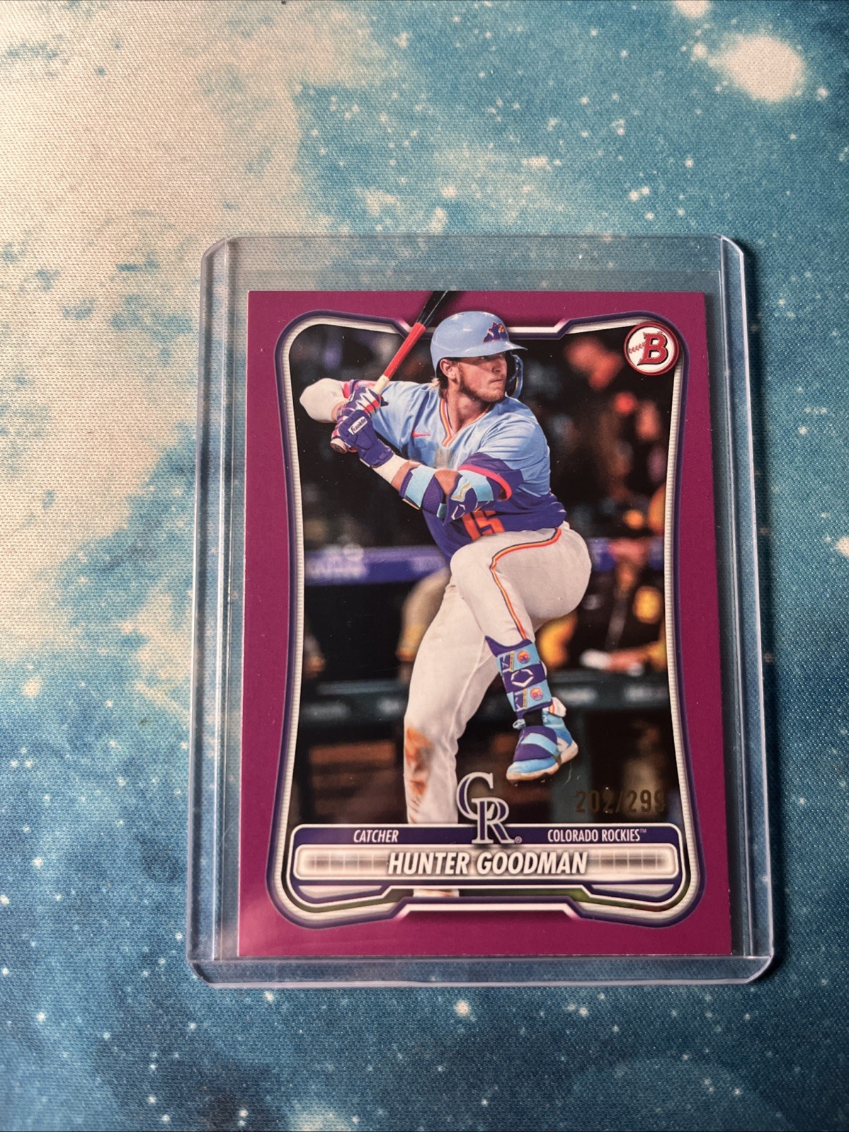 2026 Bowman Hunter Goodman Fuchsia Border Paper /299 Rockies