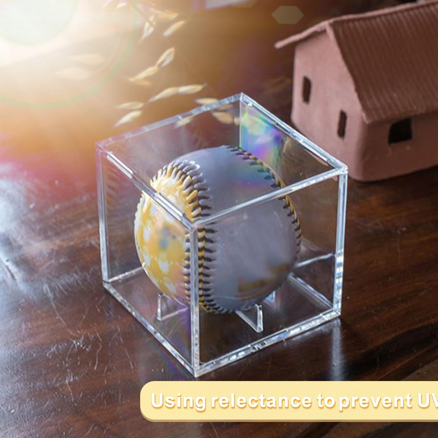 Acrylic Baseball Display Case UV Protected Cube Clear Holder for Memorabilia
