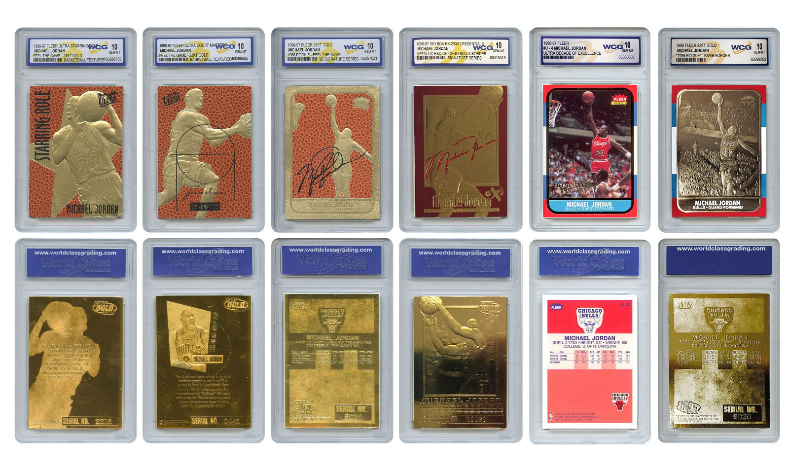 Michael Jordan Mega-Deal Licensed Cards Graded GEM MINT 10 (SET OF 6) *MUST SEE*