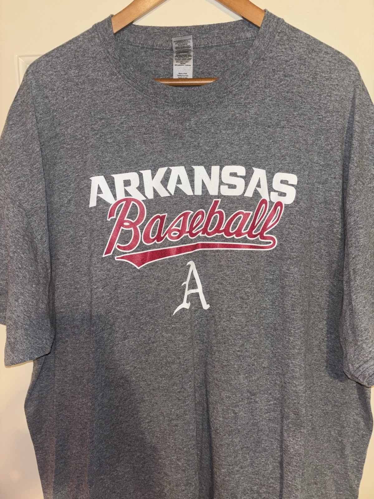 MENS ARKANSAS RAZORBACKS BASEBALL PULLOVER T-SHIRT SIZE 2XL/2TG/2EG