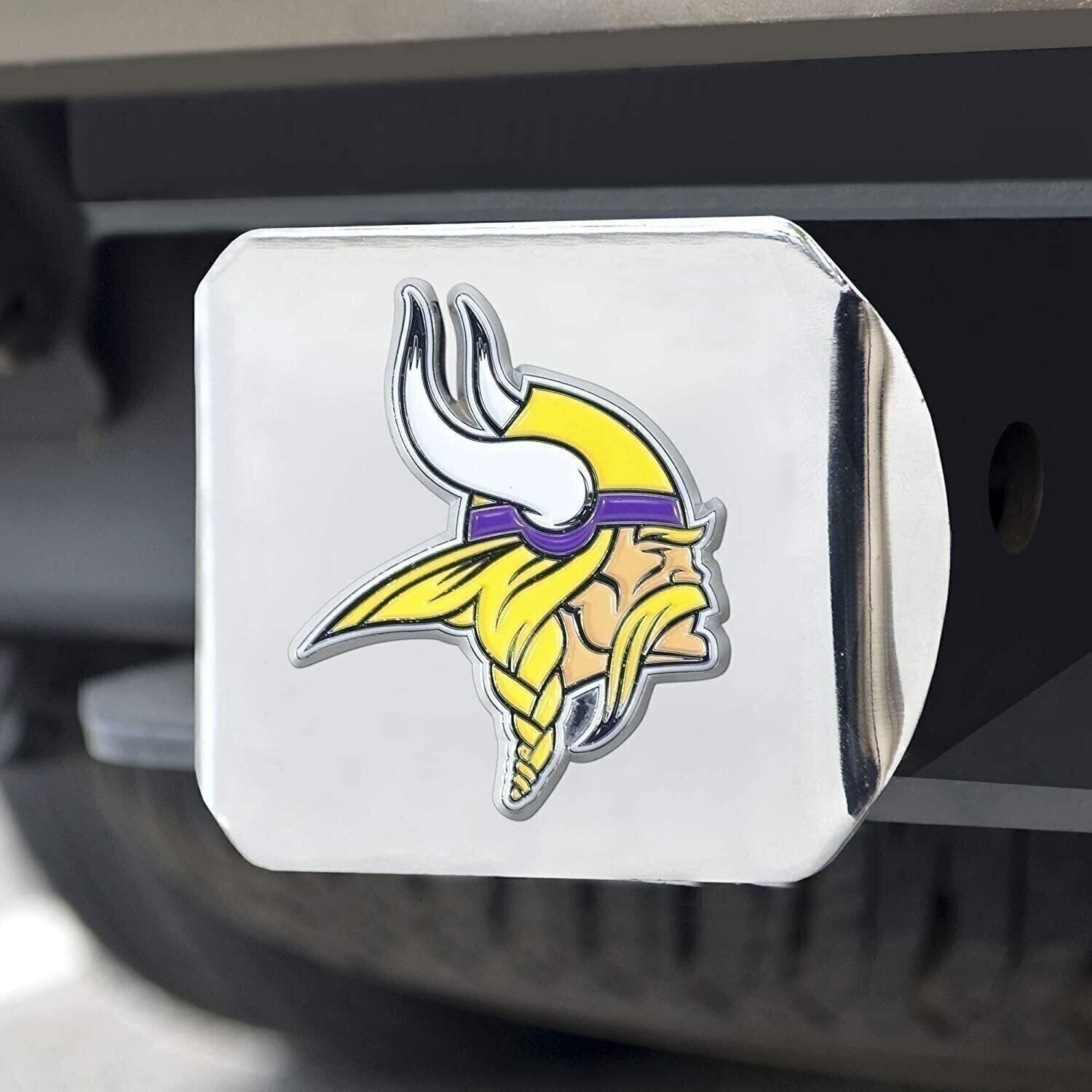 Minnesota Vikings Hitch Cover Solid Metal with Raised Color Metal Emblem 2″…