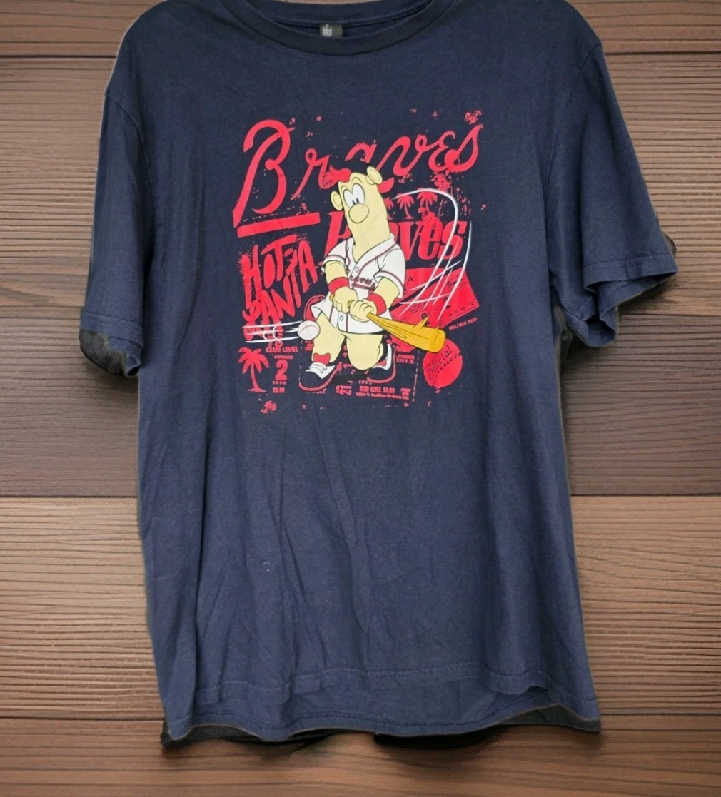 Atlanta Braves Mascot Blooper Hotlanta MLB Baseball Mens Black Sz XL T-Shirt EUC
