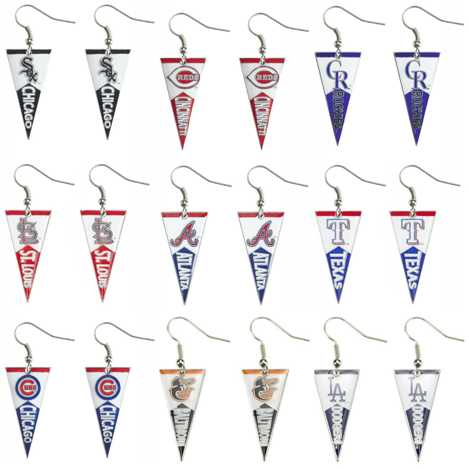 MLB Aminco Dangle Earrings All Teams Official Licensed – Pick Your Team!