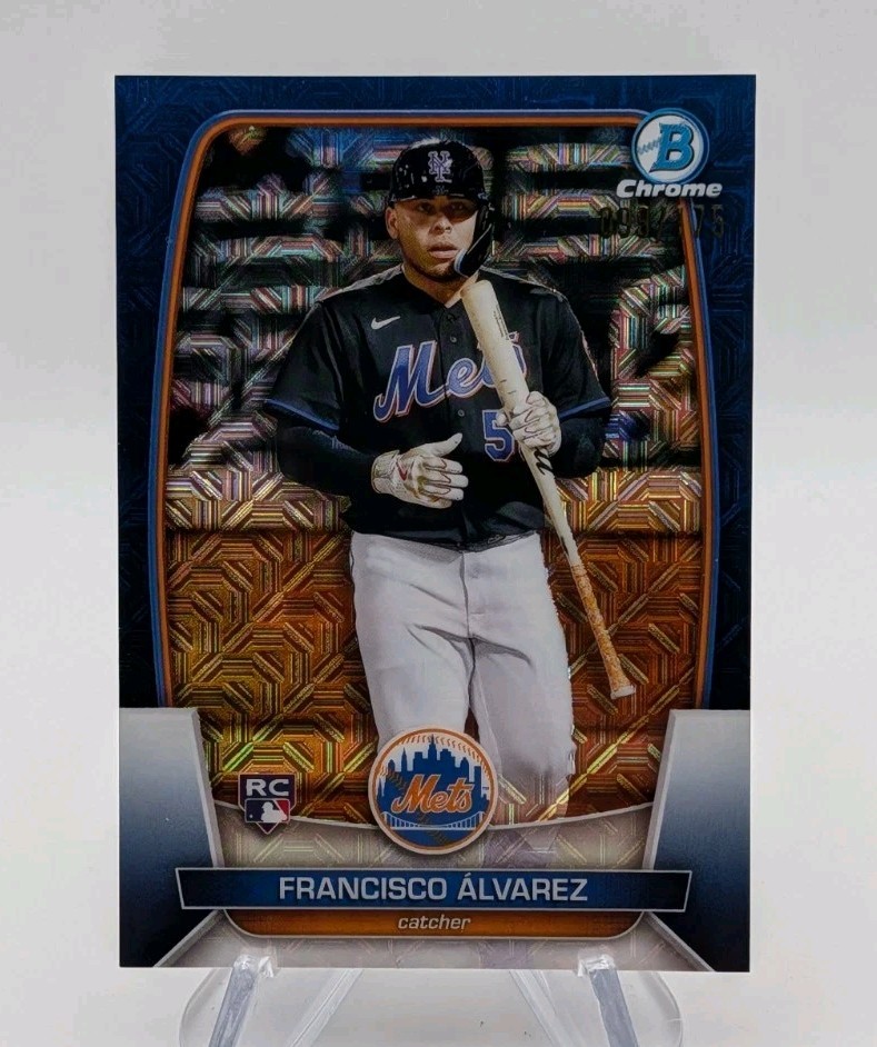 Francisco Alvarez 2023 Bowman Chrome 49 Navy Blue Mojo Refractor RC #d/175 Mets