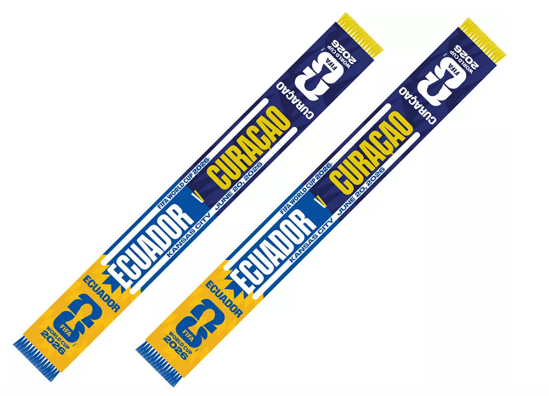 OFFICIAL 2026 FIFA WORLD CUP MATCHUP SCARF ECUADOR VS CURACAO AT KANSAS PRESALE