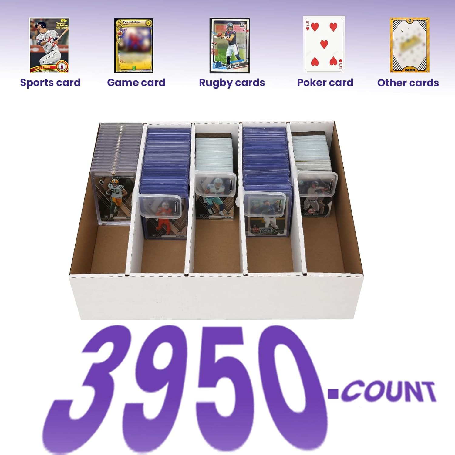 Trading Card Storage Box Large-Capacity, Card Case–Holds 3940 Cards,Includes 50