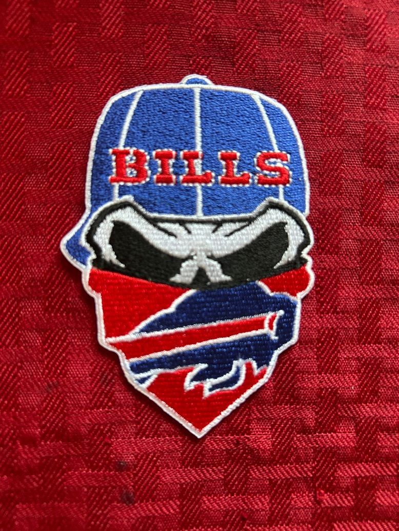 Bills Jersey Skull Patch Iron On Sew On Hat Shirt Hoodie Jacket