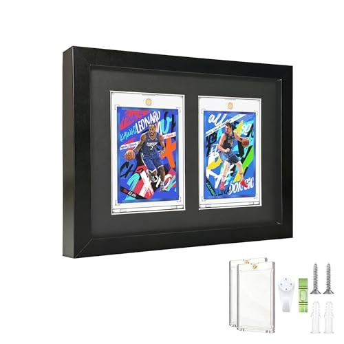 Baseball Card Display Case Wall Mount or Tabletop, Trading Card Display 2 Grid