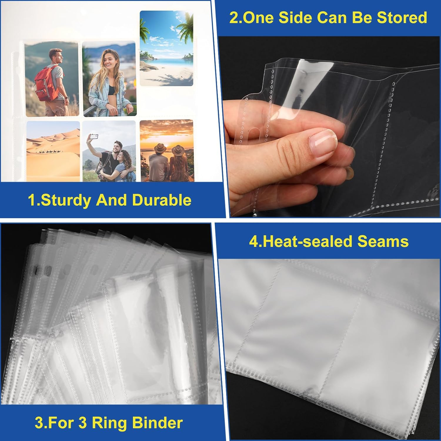 1080 Pockets Card Sleeves Binder Sheets, 9 Pocket Card Sleeves for 3 Ring Binder