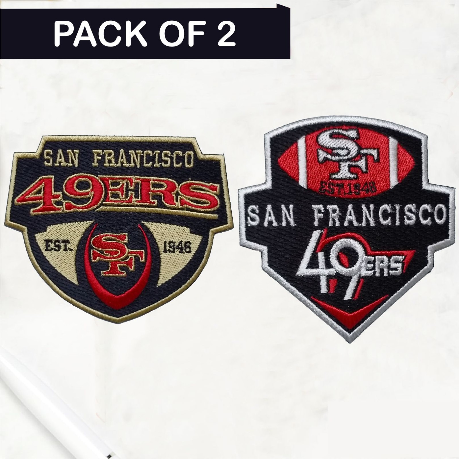 2Pcs San Francisco 49ers NFL Team Logo Iron On Patch-Sew Patch-Embroidered Patch