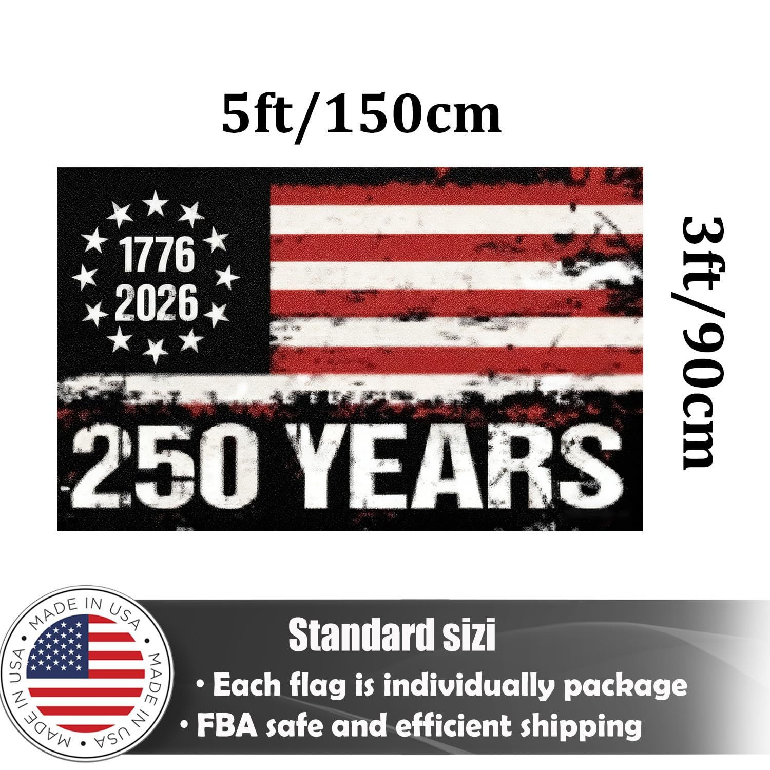 250th Anniversary Commemorative Flag 3×5 ft | Exclusive 3x5FT, Black