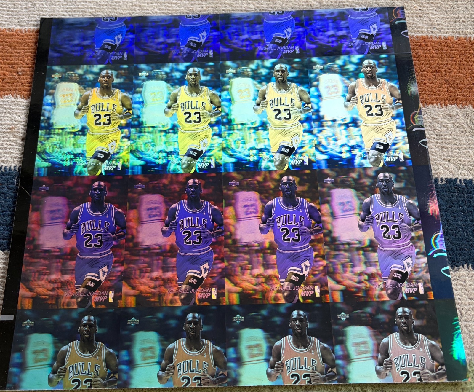 Upper Deck 1991 Michael Jordan MVP AW4 Hologram Cards Uncut Card Sheet RARE!