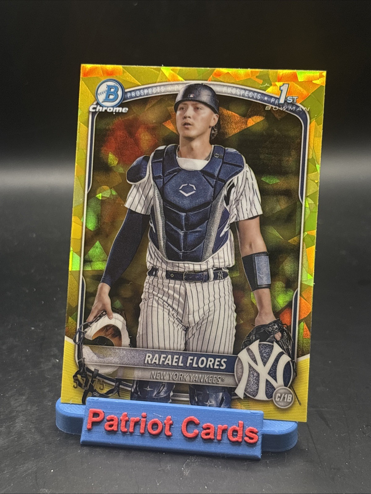 2025 Bowman – Chrome Prospects Rafael Flores #BCP-34 Yellow Refractor /75 (RC)