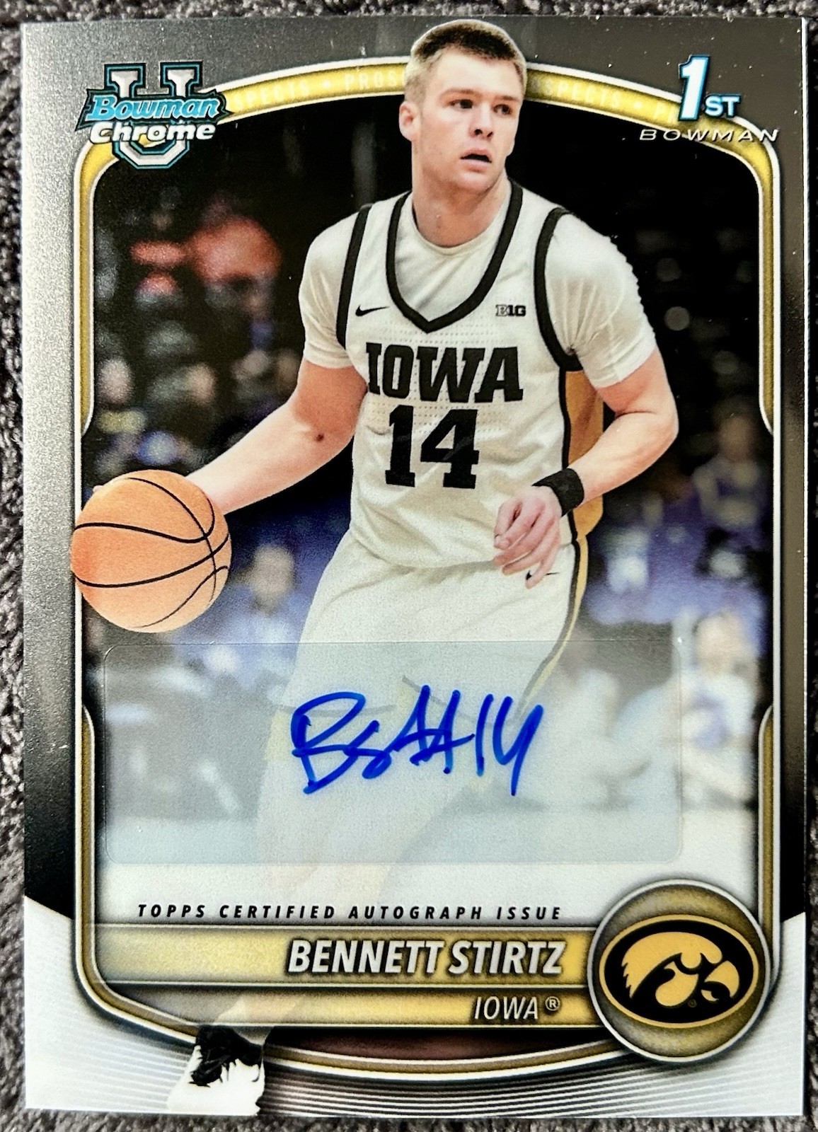 2025-26 Bowman Chrome U Bennett Stirtz 1st Auto Iowa Hawkeyes OKC Thunder