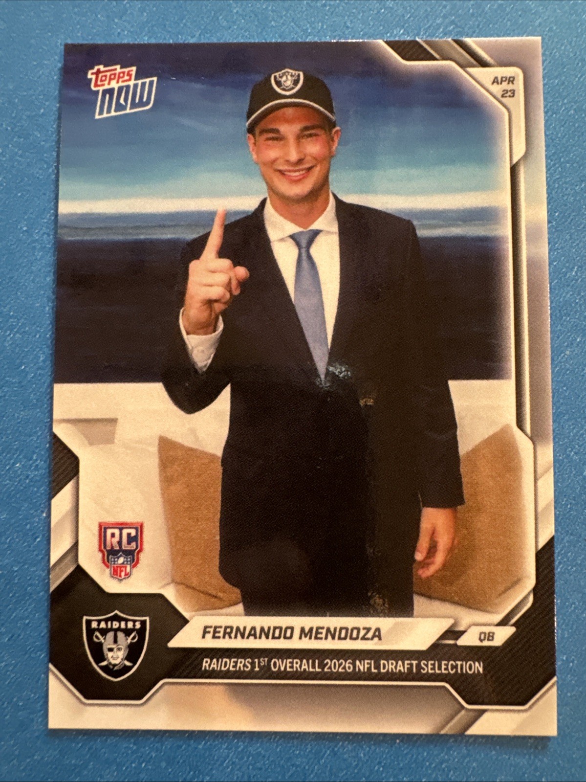 FERNANDO MENDOZA 2026 Topps Now NFL Draft Night 1st Overall Pick #FMEN Raiders