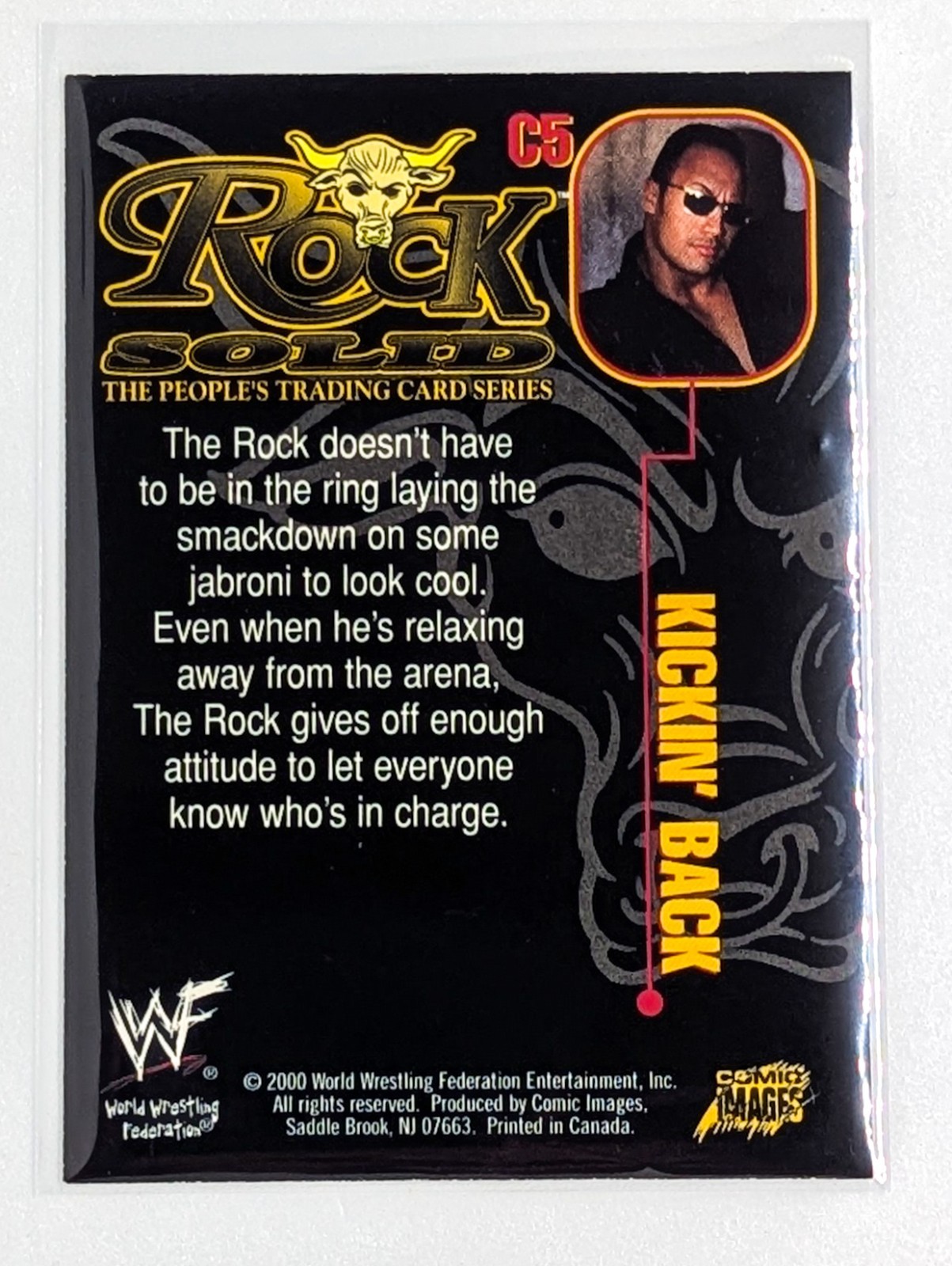 2000 Comic Images WWF Rock Solid Holofoil #C5 Kickin’ Back The Rock