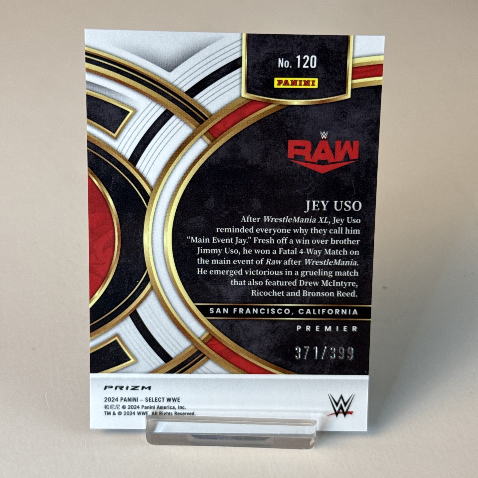 2024 Panini Select WWE – Premier Level Jey Uso #120 Black & Blue Prizm /399