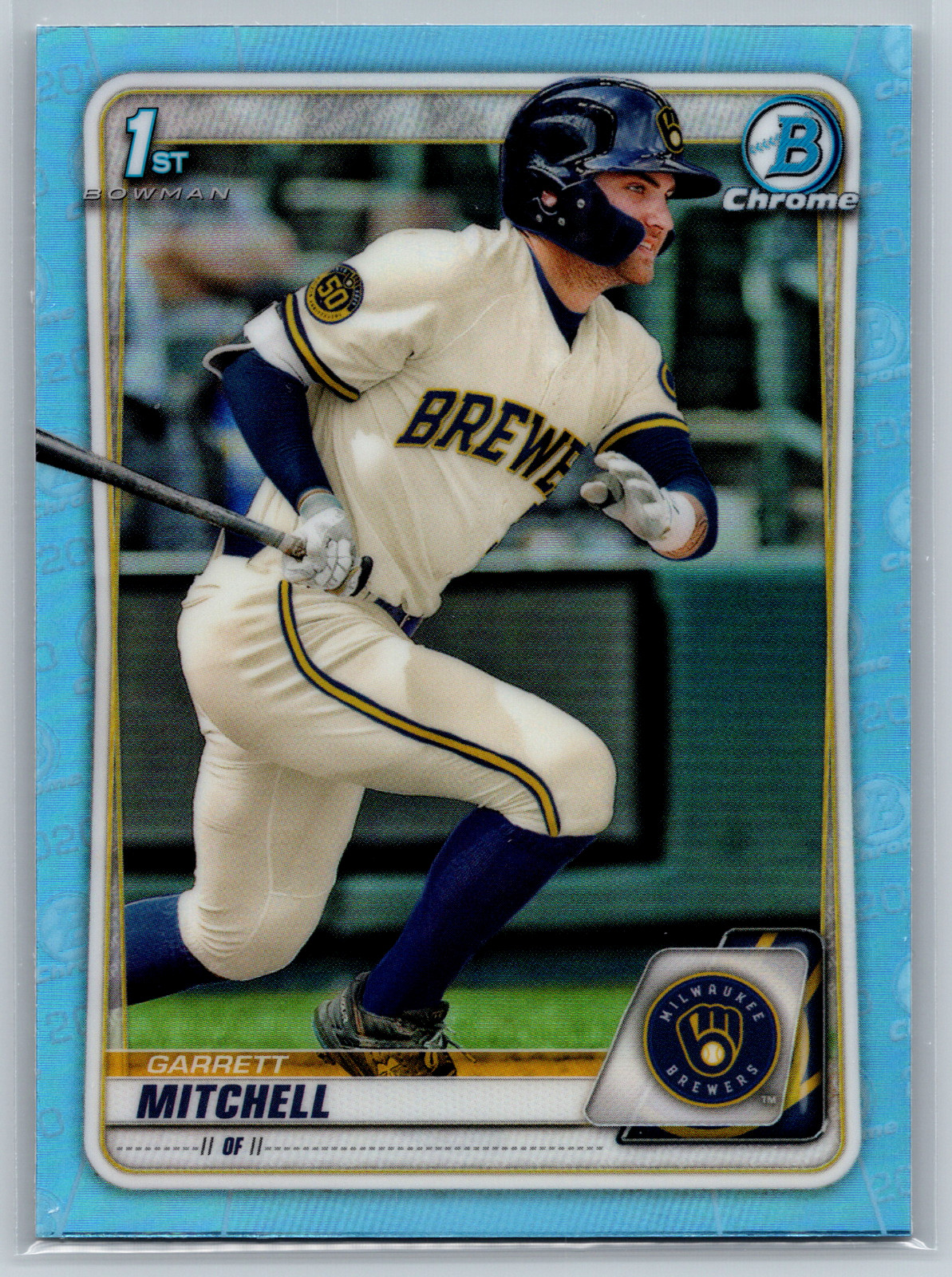 Garrett Mitchell 2020 Bowman Draft 1st Chrome Sky Blue Refractor BD-118
