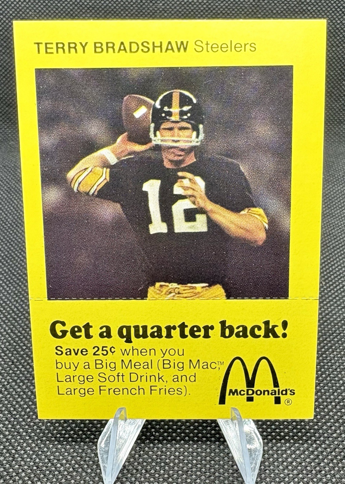 TERRY BRADSHAW ~ 1975 McDonald’s Quarterbacks Card HOF Steelers 🏈🔥🍔 (0A1)