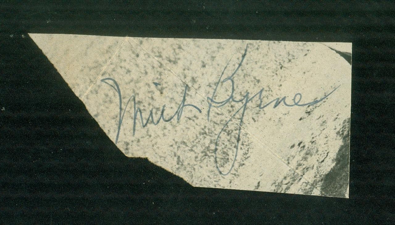563, Milt Byrnes, Original Signed/Autograph, Cut, Browns, “1943-45”