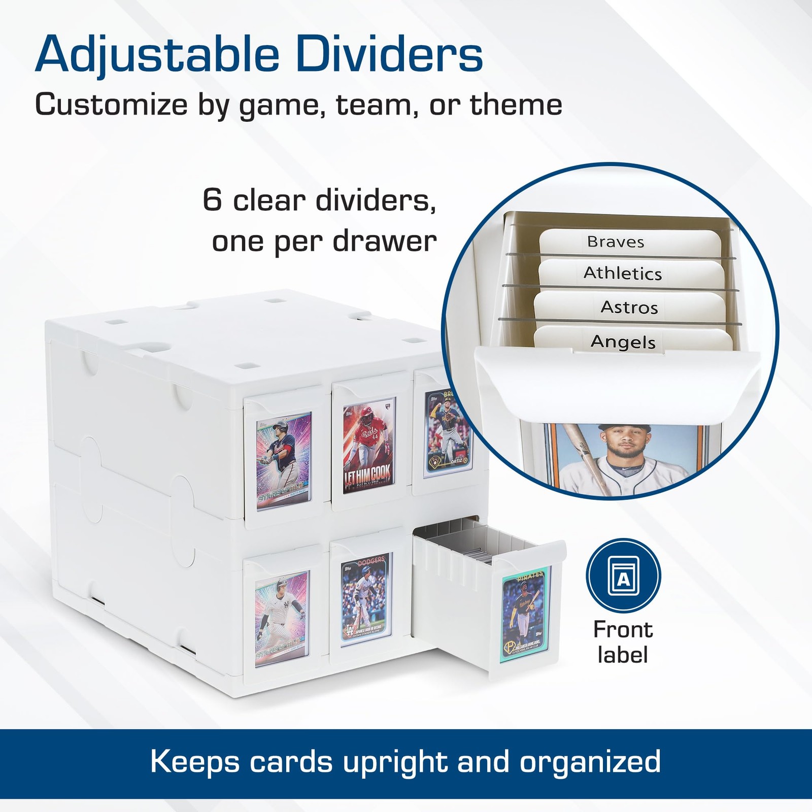 6 Drawer Card Catalog – White | Stackable Trading Card Organizer Box | Holds …